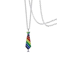 Gay Pendant Necklace,Stainless Steel LGBT Pride Necklace for Gay Lesbian Enamel Tie Shaped