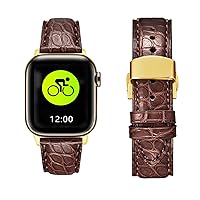 Moran Alligator Leather Bands Compatible with Apple Watch Band 49mm 45mm 44mm 42mm 41mm 40mm 38mm Butterfly Clasp Replacement Genuine Crocodile Skin Strap for iWatch Ultra Series 8 7 6 5 4 3 2 1 SE