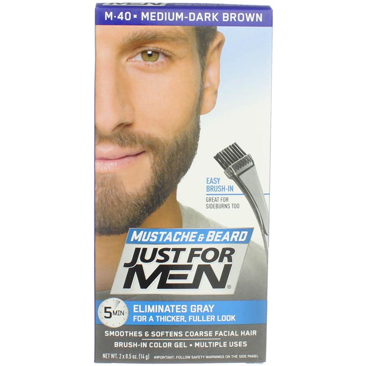 JUST FOR MEN Brush-In Color Gel, Medium-Dark Brown M-40 1 ea (Pack of 7)