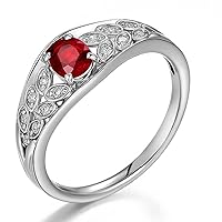 Amazing Fashion Design Natural Ruby Gemstone Diamond Wedding Engagement Band Ring White Gold 14K for Women