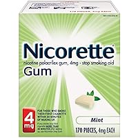 Nicorette 4mg Nicotine Gum to Quit Smoking - Fresh Mint Flavored Stop Smoking Aid, 4 mg, 170 Count