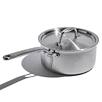 Eater x Heritage Steel 3 Qt Saucepan with Lid | Made in USA | 5-Ply Fully Clad Stainless Steel Saucepan | Stay Cool Handle Design | Induction Compatible | Non-Toxic Sauce Pan | Cook like an Eater