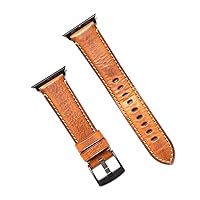 Bullstrap Men’s Full-Grain Italian Leather Watch Band Compatible with Apple Watch Series, Black Hardware