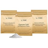 Pure Original Ingredients Epsom Salt, Calcium Chloride, and Potassium Bicarbonate Bundle, (4 oz), Food Grade, Fine Powder