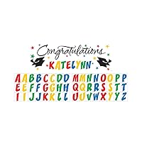 Creative Converting Classic Congratulations with Rainbow Stickers Paper Art Giant Fill-In Graduation Party Banner, 60 by 20-Inch