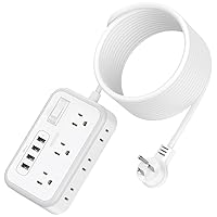 Flat Plug Extension Cord 25 ft, Surge Protector Power Strip, Outlet Extender with 6 Outlets 4 USB Ports, 1080 J, Overload Protection, Extension Cord with Multiple Outlets for Indoor, Home, Office