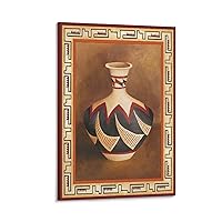 Vintage Southwest Pottery African Clay Pot Porcelain Poster Abstract Art Poster (2) Canvas Painting Posters And Prints Wall Art Pictures for Living Room Bedroom Decor 08x12inch(20x30cm) Frame-style