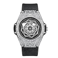Fashion Women's Watch with Full Diamonds and Diamonds, Men's Waterproof Quartz Watch, Unique Geometric Dial Design, Suitable for Couples Wedding