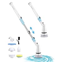TASVAC EB5 Electric Spin Scrubber, 450RPM Cordless Shower Brush with 5 Replaceable Cleaning Heads and Adjustable Extension Arm, 1.5H Power Bathroom Scrubber for Bathtub, Grout, Tile, Floor, Wall, Sink