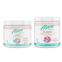 Alani Nu Creatine Monohydrate Powder and Pre Workout Hawaiian Shaved Ice Powder Bundle | Sugar Free | 30 Servings Per Container