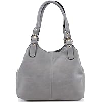 Ladies Women Faux Leather Buckled Shoulder Bag Tote Handbag