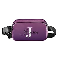 Purple Gradient Custom Fanny Pack Everywhere Belt Bag Personalized Fanny Packs for Women Men Crossbody Bags Fashion Waist Packs Bag with Adjustable Strap for Travel Sports Cycling Outdoors