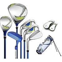 New Golf Sets Complete Golf Club Set for Children Junior Left Hand - Kids Golf Set for Beginners Practice Pole with Bag for 120-165cm Height Boy Girl Kids (Color : Blue, Size : 115-135cm)