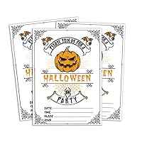 White Halloween Invitation Card Printable Elegant Fill or Write In Blank Party Invites 28 Pcs