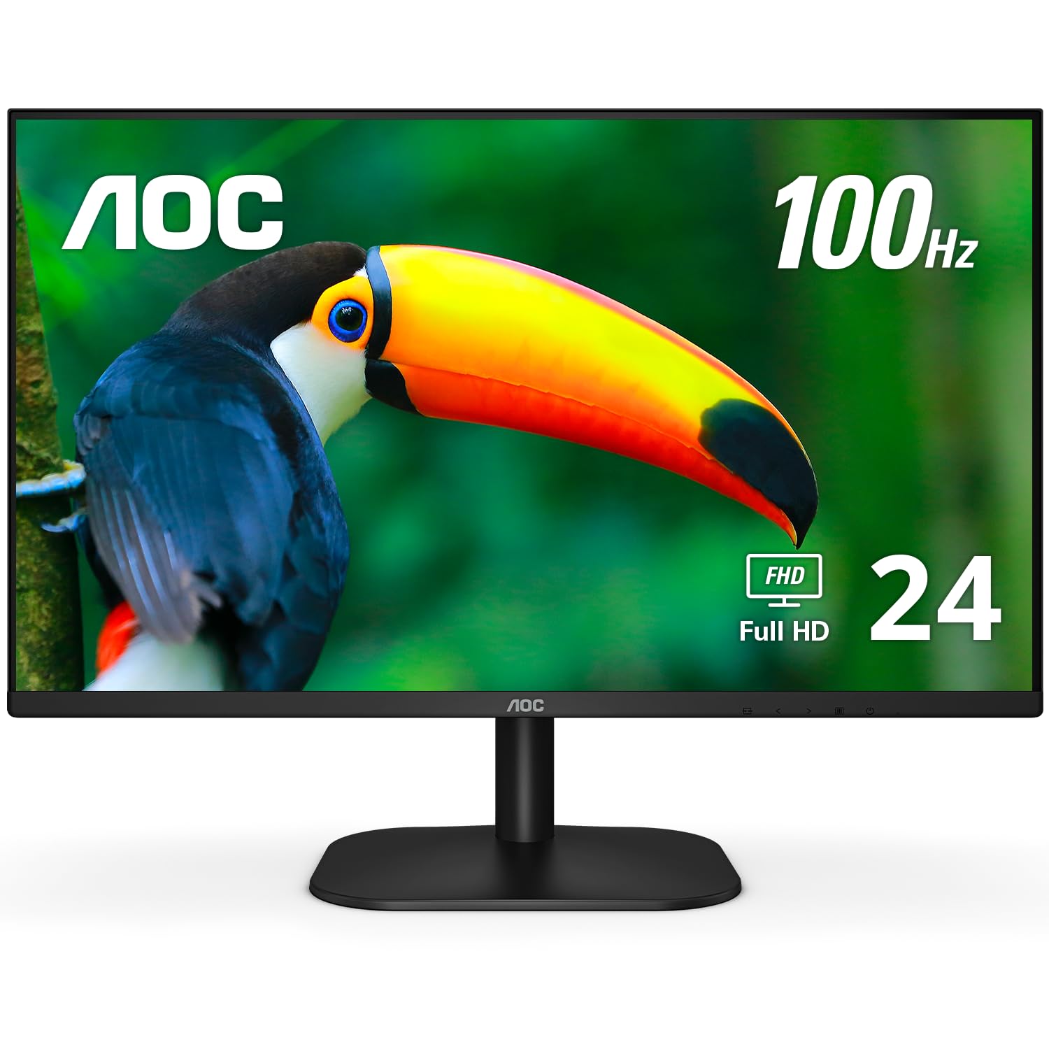 AOC 24B2H2 24” Frameless IPS Monitor, FHD 1920x1080, 100Hz, 106% sRGB, for Home and Office, HDMI and VGA Input, Low Blue Mode, VESA Compatible