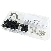 Linpeng Black Crystal Bead Box Rosary Necklace DIY Kit, Rosary Making Supplies, Gift for Beader, Jet, (CR-1212)