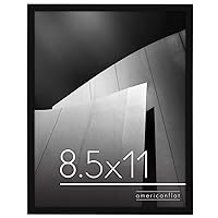 Americanflat 8.5x11 Picture Frame in Black - Thin Border Photo Frame with Shatter-Resistant Glass, Hanging Hardware, and Built-in Easel for Horizontal or Vertical Display Formats for Wall or Tabletop