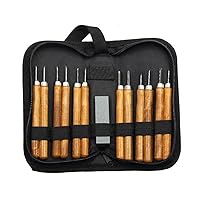 Wood Carving Tools Hand Professional Gouges with Whetstone Carbon Steel Whittling Cut Set for Sculpture 13PCS, Wood Carving Tools Set