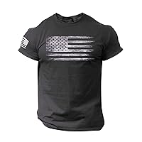American Flag Button up Shirt Men T Shirts for T-Shirt Tee Short Sleeve Apperal Workout Muscle