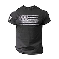 Work Shirts for Men Patriotic Shirts for Men Flag Shirt Fitness Muscle T-Shirt Vintage Graphic Tee Short Sleeve