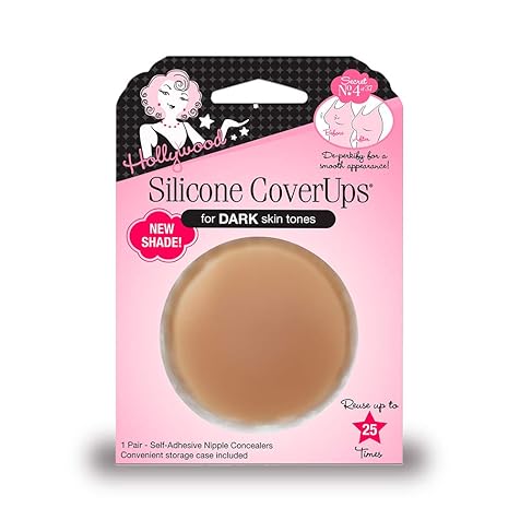 Silicone Coverups, Hypoallergenic, Reusable, Washable, Gentle on Skin, Ultra Thin, Self Adhesive, Dark Shade, 1 Pack