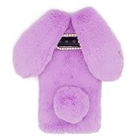 for Samsung Galaxy S10 Rabbit Fur Case Soft Handmade Fluffy Furry Cute Bunny Stylish Plush Rabbit Case Cover Warm Big Ear Bling Crystal Rhinestone Bowknot Ultra Thin Shell Case for Galaxy S10