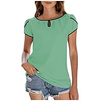 Womens Summer Tops Solid Color Short Sleeve Round Neck Tops Slim Hip Hop Womens T-Shirts Loose Fit Graphic