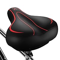 Xmifer Oversized Bike Seat, Comfortable Bike Seat - Universal Replacement Bicycle Saddle - Waterproof Leather Bicycle Seat with Extra Padded Memory Foam - Bicycle Seat for Men/Women