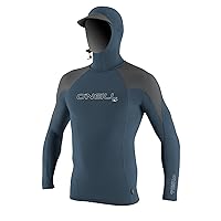 O'Neill Wetsuits Men's Standard Premium Skins O'ZONE L/S Rash Guard W/Hood, Copen Blue/Smoke