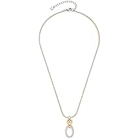 Leonardo Jewels Lena 023402 Women's Necklace Stainless Steel Two-Tone Round Anchor Chain in Gold and Silver with Zirconia Stones 42-47 Length, Stainless Steel, No Gemstone