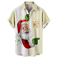 Christmas Shirts for Men Short Sleeve Loose Fit Button Down Dress Shirt Henley Shirts for Men