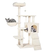 Hawsaiy Multi Level 51in Cat Tree Tower for Indoor Cat Furniture Condo Activity Center Play House with Scratching Sisal Posts,Hammock,Ladder and Feeding Bowl