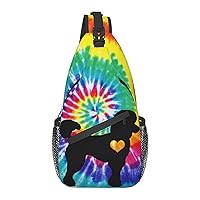 Poodle Dog Silhouette Chest Bag Shoulder Bag, Cute Animals Sling Backpack Casual Travel Bag For Men And Women