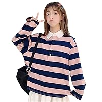Hoodies Women Streetwear Korean Style Simple Chic Striped Thin Loose Womens Sweatshirts