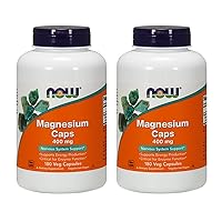 NOW Magnesium 400mg,180 Capsules (Pack of 2)