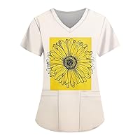Women's Scrubs Loose Tops Plus Size Casual V Neck Short Sleeve Casual Summer T-Shirts Tops Shirts Work, S-5XL