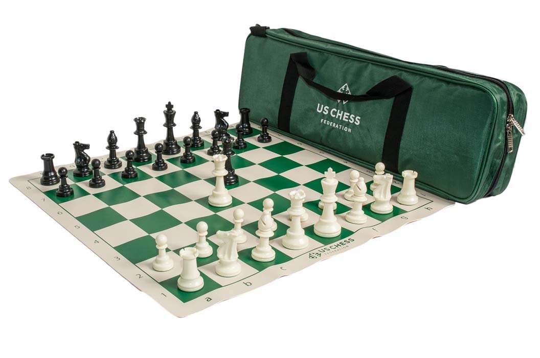 U.S. Chess Supreme Triple Weighted Chess Set Combo (Green)
