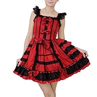 Nuoqi Girls Sweet JSK Lolita Dress Lace Frilly Princess Court Skirts Hollaween Party Cosplay Costume Dresses CC220G-XL Wine Red
