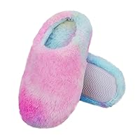 Girls Plush Faux Fur Slip on House Slippers Clog with Memory Foam - Bedroom Slippers Outdoor Indoor Faux Fur Lined