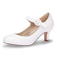IDIFU Women's Jessy Dress Mary Jane Shoes Low Kitten Heels Closed Round Toe Office Work Wedding Pumps