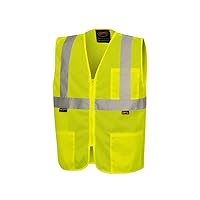 Pioneer Self-Extinguishing Hi Vis Safety Vest - Class 2 Polyester Mesh with Reflective Tape - for Men, Women - Yellow/Green