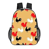 Large Clear Backpack with Reinforced Padded Straps Heavy Duty PVC Transparent Backpack See Through Bookbags Compatible with Rooster Cock Chicken Bird Floral for Work, Travel