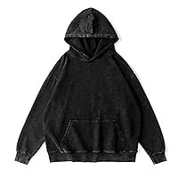 Oversized Hoodie for Men Trendy Washed Sweatshirt for Adult Loose Fit Cotton Pullover for Youth