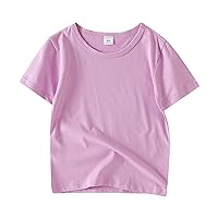 Kids Tops Solid T Shirt Scoop Neck Short Sleeve Blouse Toddler Girls Boys Tees Breathbale Clothes Base Layered