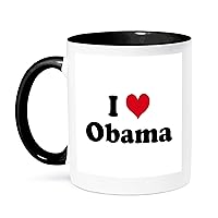 3dRose mug_16614_4 I Love Obama-Two Tone Black Mug, 11-Ounce, Multicolored