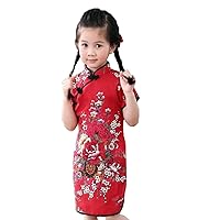 Girls Flower Dress Qipao Cheongsam 2-16Year Children Clothing