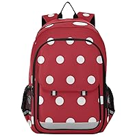 ALAZA White Polka Dots on Red Backpack Daypack Bookbag