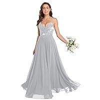 Women's A-line Bridesmaid Dress Embroidery Wedding Guest Dress Maxi Evening Dress