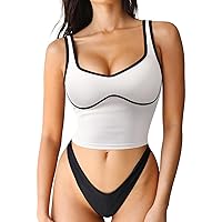 SUUKSESS Women Sweetheart Neckline Longline Sports Bra Padded Basic Workout Crop Tank Top