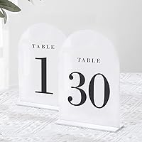 UNIQOOO White Arch Wedding Table Numbers with Stands 1-30, 5x7